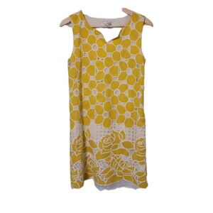 Donna Rae Shift Dress Yellow Size 6